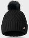 Pom Pom Beanie Beanie Knitted in Black color