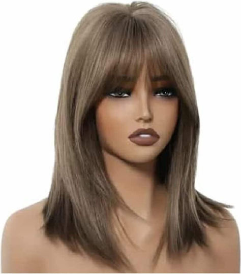 Wig with Synthetic Hair in Light Chestnut Color 40cm