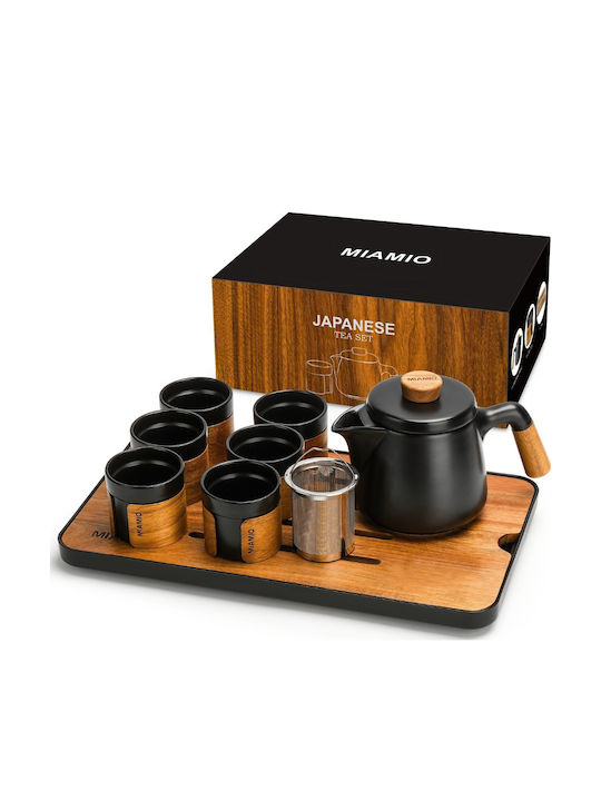 Miamio Teekanne mit Tasse und Filter Keramik Schwarz 600ml