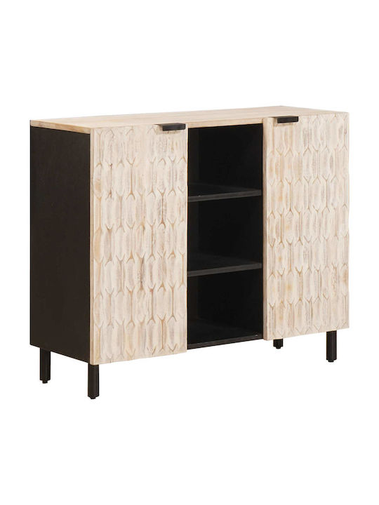 Cabinet de Birou din Lemn Masiv Alb 90x33.5x75cm