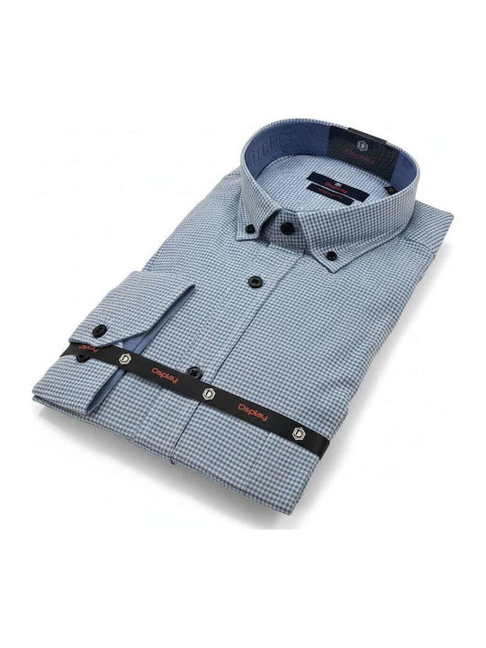 Dsplay Long-sleeved Shirt Checked Light Blue