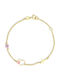 CHrysolithos Kids Bracelet from Gold-plated Silver with Σταυρό, Heart & Evil Eye