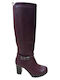 High Heel Women's Boots with Rubber Burgundy