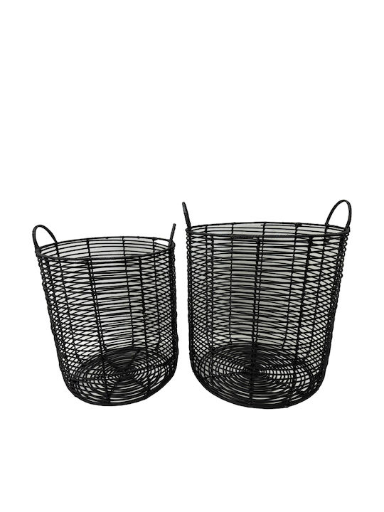 InTheBox Σετ Διακοσμητικά Καλάθια Rattan Μαύρο 40x40x51εκ. 2τμχ