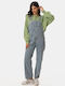 Denim Dungarees with Spaghetti Straps Light Blue Size XL