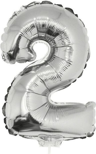 Balon Folie Număr 2 Argintiu 41buc