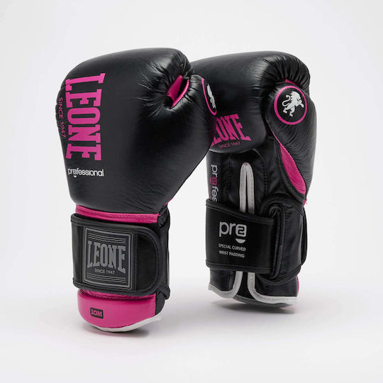 Leone 1947 Leather Boxing Gloves for Competition Black/Fuchsia