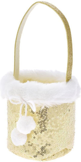 Christmas Gold Felt Basket Handle Set 6 Pieces 12x10.5x12cm 75256