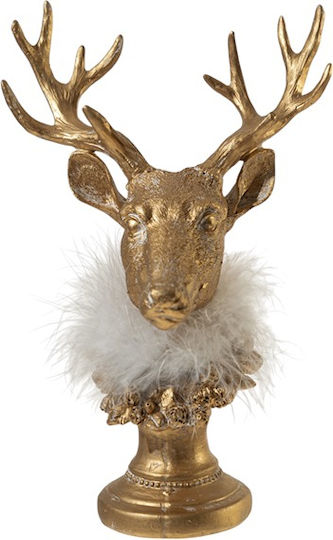 Christmas Decorative Reindeer Head Polyester Gold 17x12x26cm Zen Collection 25.38.52059 Set 2 Pieces Material Polyester White Zen Collection 25.38.52059