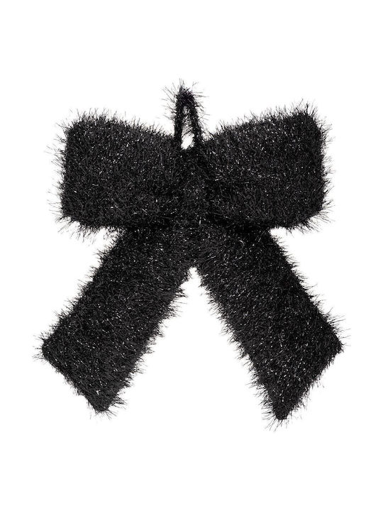 Christmas Decorative Hanging Fluffy Black Bow 33x40cm Iliadis 91720 Set 2 Pieces Black Iliadis Il_91720