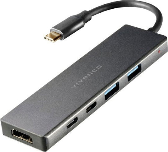 Vivanco HUB51ETHERTC USB-C Docking Station με HDMI 4K PD Γκρι