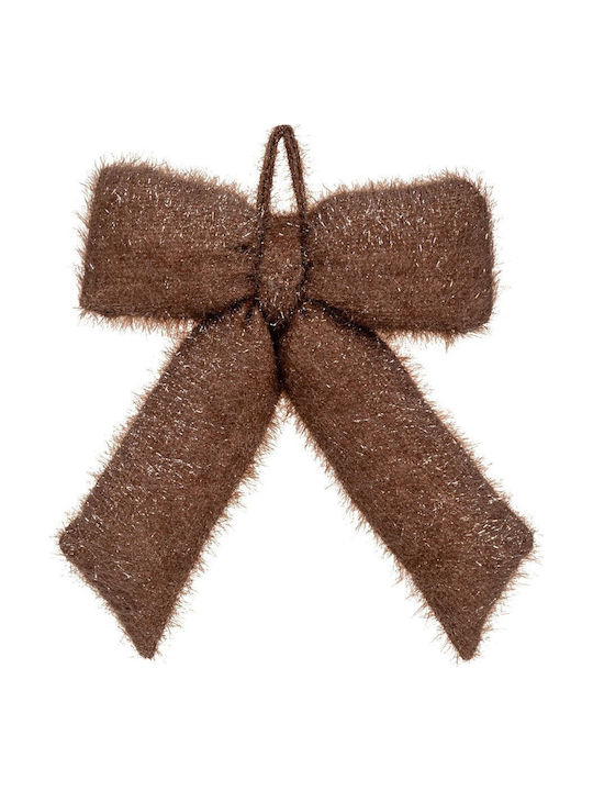 Christmas Decorative Hanging Fluffy Brown Bow 33x40cm Iliadis 91718 Set 2 Brown Pieces Iliadis Il_91718