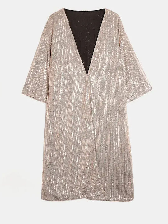 Κιμονό Oversized Παγιέτες Χρυσό Μέγεθος L Xl