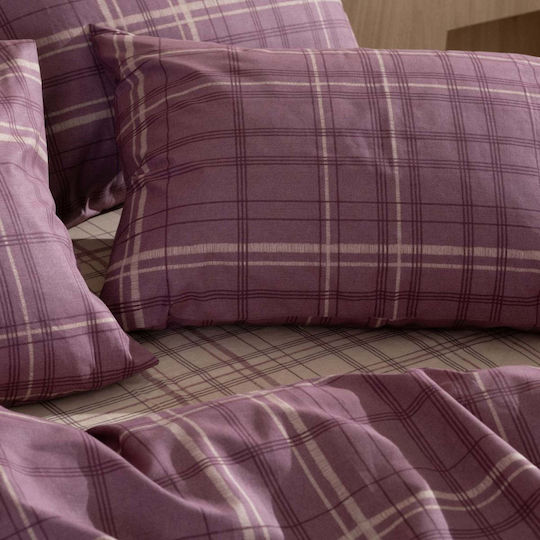 White Fabric Sheet Sets Single 165x270cm. Ciel Purple 4pcs