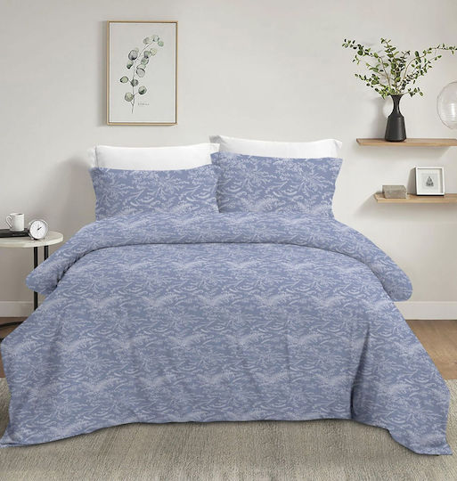 Olia Home Сет Чаршафи с Ластик 160x200+35см. Прашно синьо 4бр