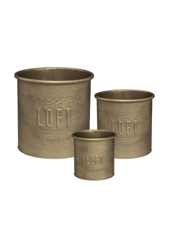 Atmosphera Golden Loft Vaze Pentru Plante Metalice Bej 3 Module