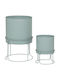 Atmosphera Veraman Metal Turquoise Plant Pots with Stand 30x30x44.3cm Set of 2
