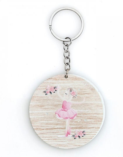 Christening Favor with Ballet Dancer Keychain Made of Wood 24 Pieces