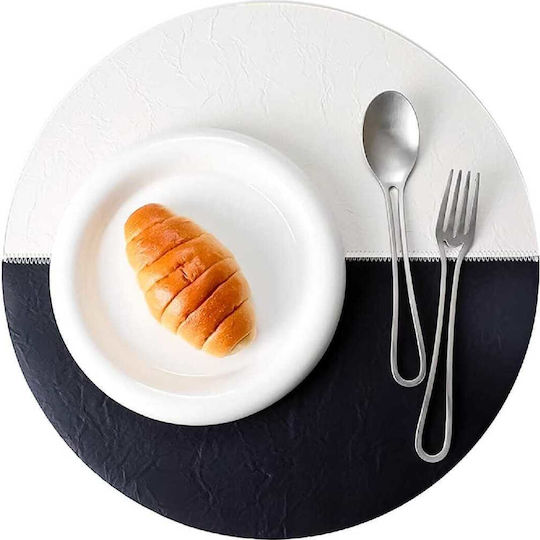 Yuk Round Placemats Made of Artificial Leather White 38cm 6 Pieces