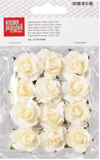 Artificial Decorative Ecru Rose Branch 12 Pieces Brunnen