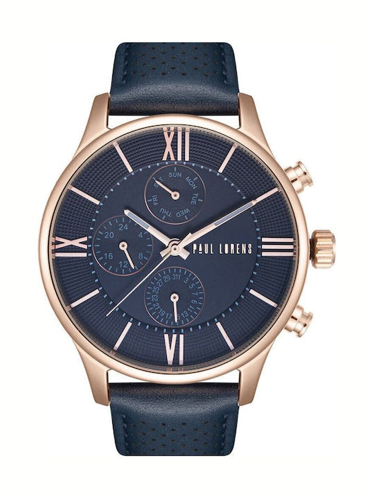 Paul Lorens Herrenuhr 45mm Batterie mit Rose Go...
