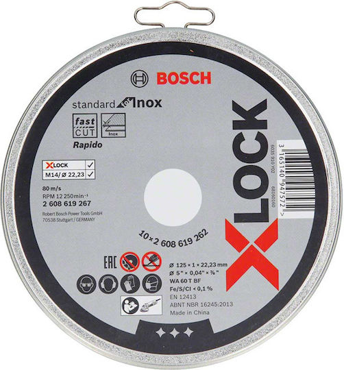 Bosch Straight Cutting Disc X-Lock for Inox Cutting Disc Metal Hole Diameter 125mm with 60 Teeth 1pcs