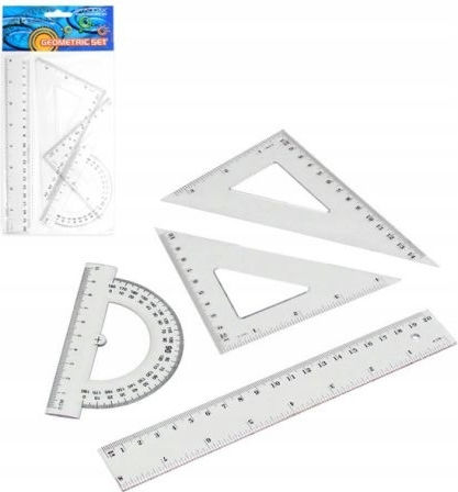 Starpak Set of 4 Geometric Tools Plastic Transparent