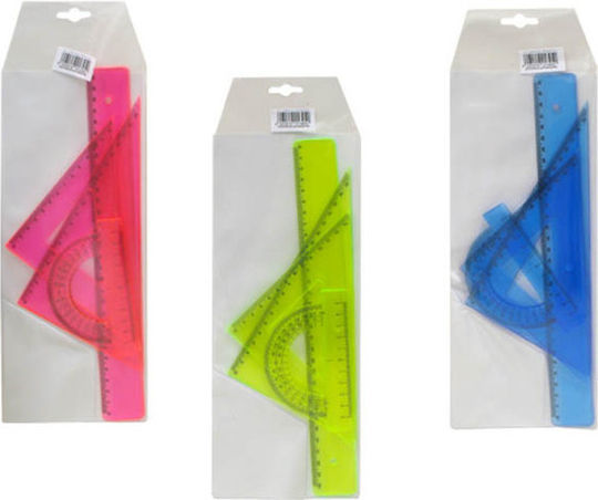 Metron Set 4 Instrumente Geometrice Plastice Transparente (Culori diverse)