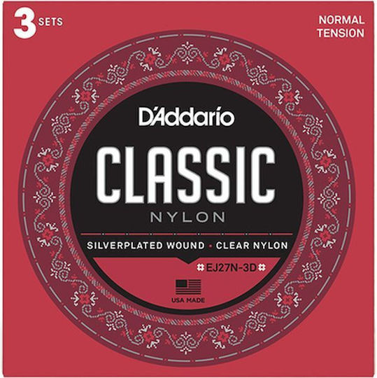 Daddario Set of Nylon Strings for Classic Guitar Classics Normal Tension 28 - 43"