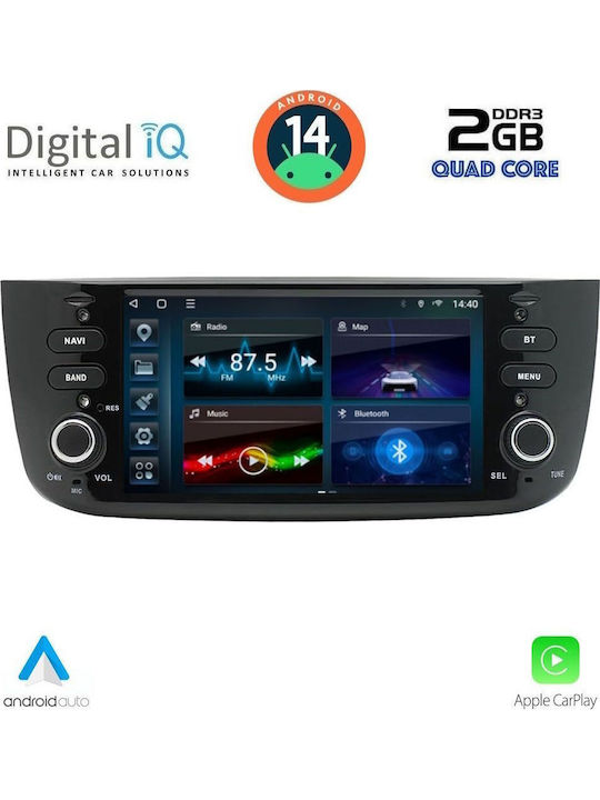 Digital IQ Car Audio System for Fiat Grande Punto 2007-2017 (Bluetooth/USB/AUX/WiFi/GPS/Apple-Carplay/Android-Auto) with Touch Screen 7"