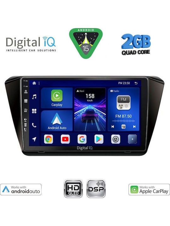 Digital IQ Car Audio System for Skoda Superb 2015-2023 (Bluetooth/USB/WiFi/GPS/Apple-Carplay/Android-Auto) with Touch Screen 10"