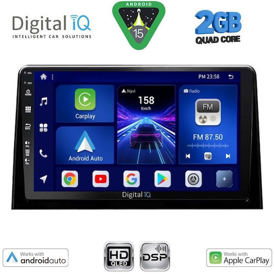 Digital IQ Car Audio System for Peugeot Partner Opel Combo Fiat Doblo Toyota Proace Citroen Berlingo 2016 (Bluetooth/USB/WiFi/GPS/Apple-Carplay/Android-Auto) with Touch Screen 10"
