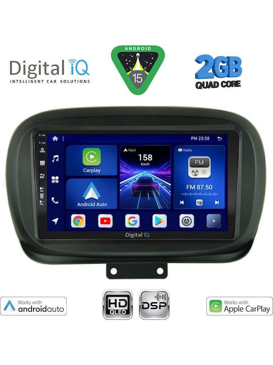 Digital IQ Car Audio System for Fiat 500X 2014-2022 (Bluetooth/USB/WiFi/GPS/Apple-Carplay/Android-Auto) with Touch Screen 9"