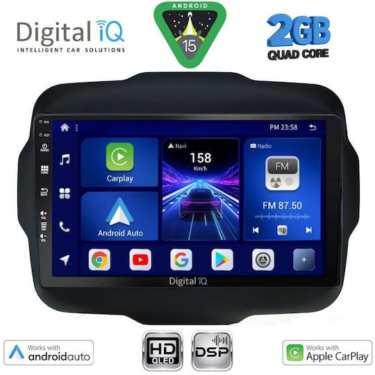 Digital IQ Car Audio System for Jeep Renegade 2014 (Bluetooth/USB/WiFi/GPS/Apple-Carplay/Android-Auto) with Touch Screen 9"