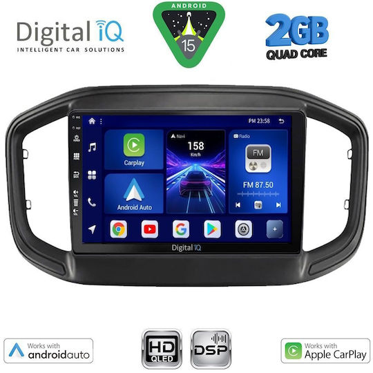Digital IQ Car Audio System for Fiat Strada 2020 (Bluetooth/USB/WiFi/GPS/Apple-Carplay/Android-Auto) with Touch Screen 9"
