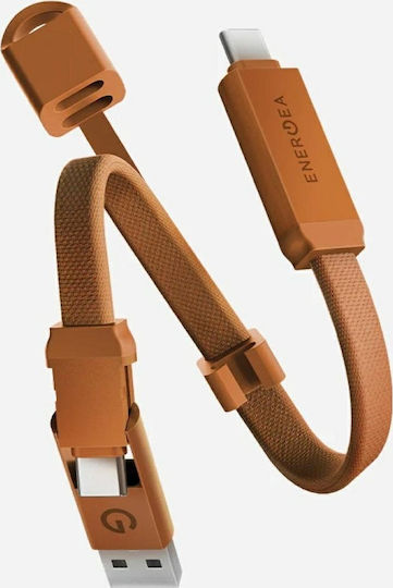 Energea Kabel Sheath Key 2w1 Usb-c To Usb-c/usb-a 480mbps 60w 15cm Orange Cbl-shthkey-org015