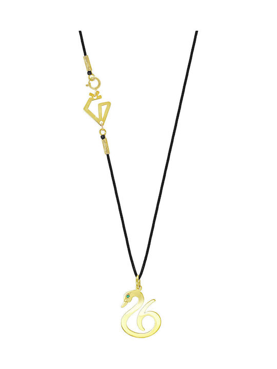 Kiriakos Gofas Halskette Talisman aus Vergoldet Silber mit Zirkon