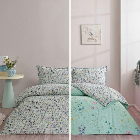 Tac Set Huse Pentru Pilote 100% Bumbac 200x220cm Dublă Cu 2 Fețe De Pernă & 1 Cearșaf Mint