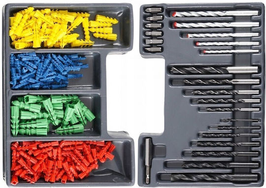 Set Burghie Dowel Verke V05080 Metal Lemn Beton 300 Bucăți