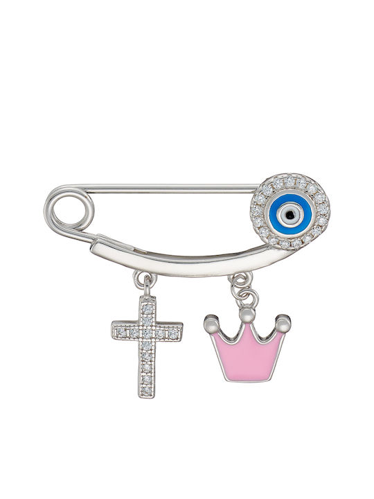 Oxzen Kinder Sicherheitsnadel aus Silber mit Kreuz