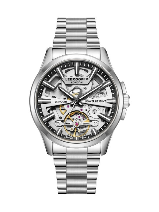 Lee Cooper Men's Watch 43mm Automatic With Silver Metal Bracelet