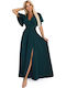 Maxi Dress for Wedding / Baptism Bottle Green