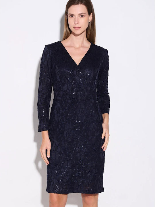 Mini Abendkleid Wickel Blau