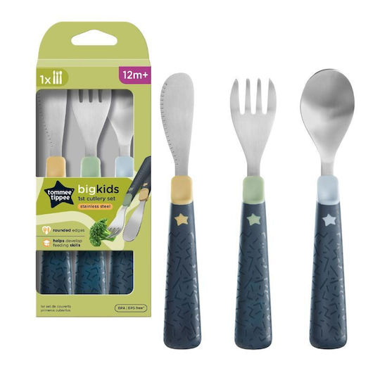 Tommee Tippee Set Tacâmuri pentru bebeluși din Metal pentru 12+ luni Albastru 3buc
