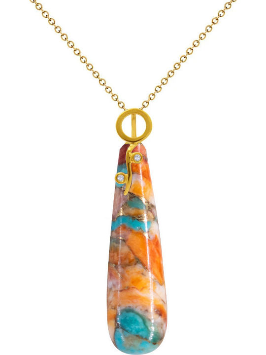 Margaritari Charm with Stones from 18k Gold with Orange Diamond