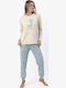 Admas Winter Damen Pyjama-Set Beige
