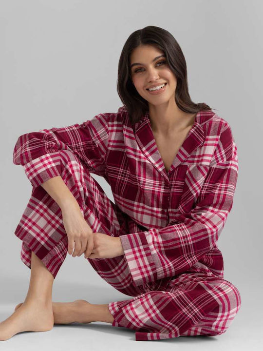 Dorina Winter Damen Pyjama-Set Red Dorina Winter Damen Pyjama-Set Red