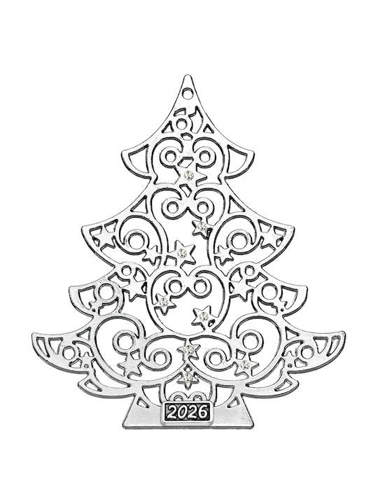 Metal Decorative Christmas Tree Rhinestone 6x7.5cm M2026/11481 Silver
