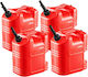 Vevor Fuel Can 19 Liters Gasoline Tank Spout Transparent Scale Maximum Flow 15 Liters Per Minute Safe Leakproof Portable Flat Liquid Container More Cars Motorcycles ATV UTV Red 4 Packs