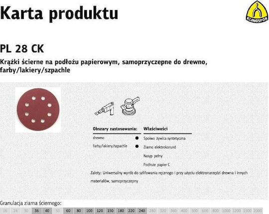 Klingspor Αυτοκόλλητος Φύλλο Λείανσης Έκκεντρου Τριβείου με Τρύπες 125x125mm Σετ 50τμχ